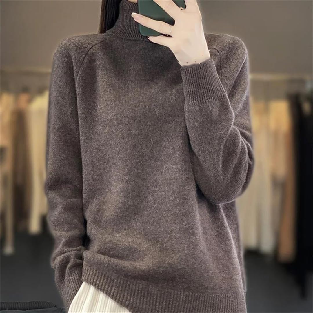 Maglione da donna in cashmere a collo alto in cashmere per autunno e inverno