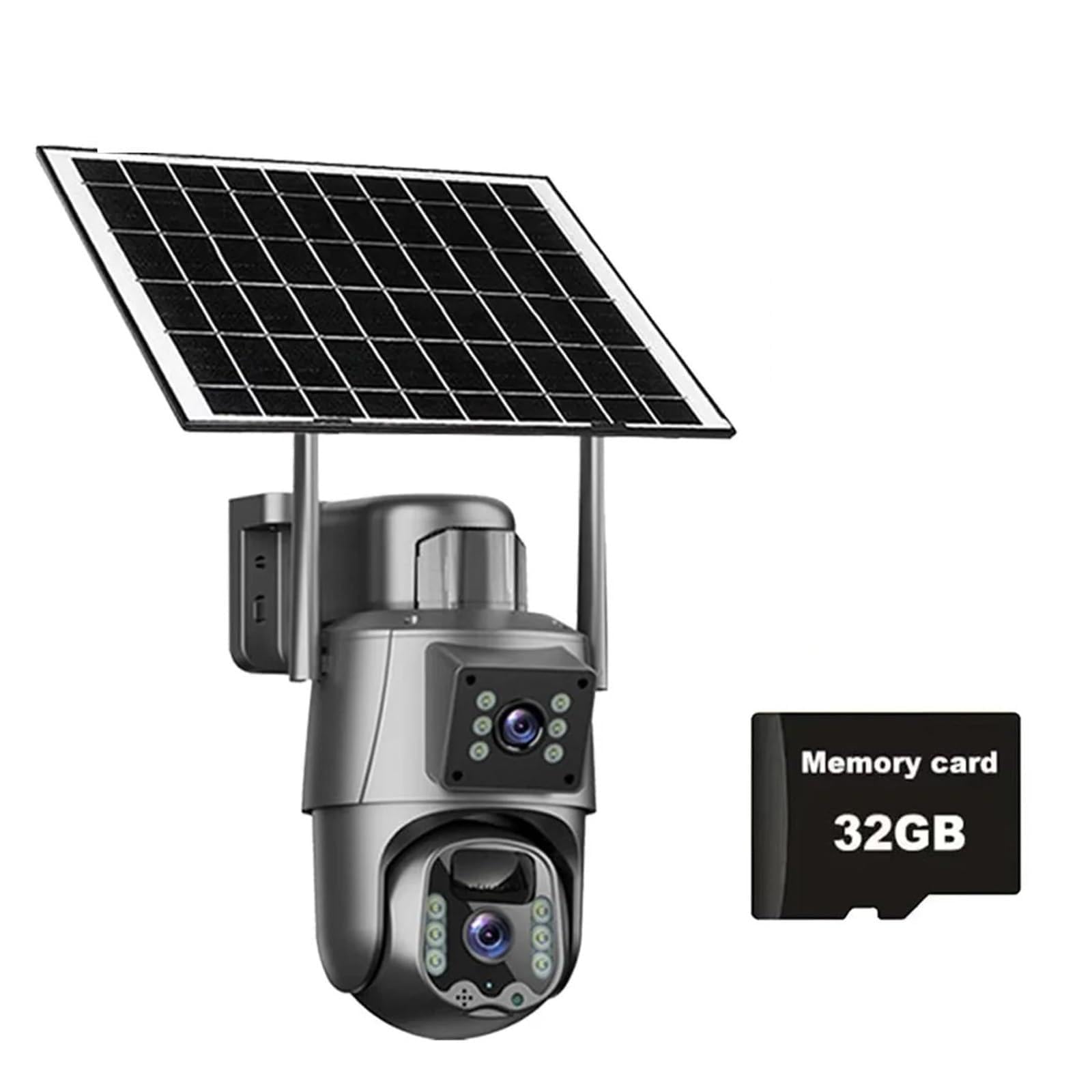 JVDDI 8MP Dual Lens 4G Camera Solar PIR Human Detection Night Vision Waterproof Security Video WIFI IP Camara 8MP Battery CCTV Monitor(WiFi Cam Add 32G)