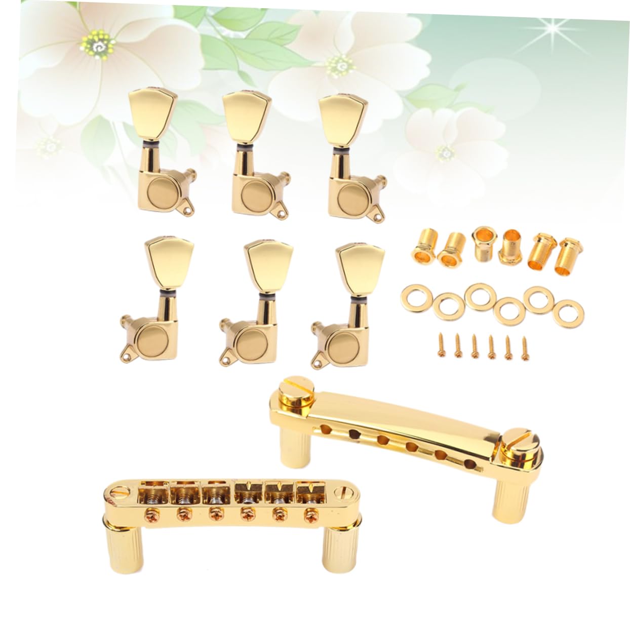 Goldener Gitarrensteg mit 3 Linken und 3 Rechten Stimmwirbeln für Ukulele und E-gitarre