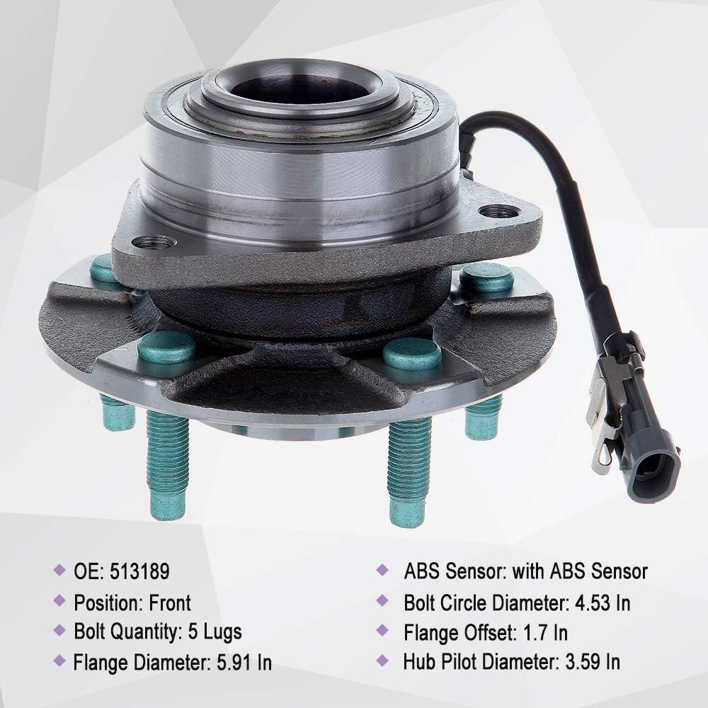 ROADFAR OE 513189 Wheel Bearing kit Front Compatible fit for 2005-2006 for Equinox 2002-2007 for Saturn Vue Hub Bearings Set W/ABS (1 Pack)