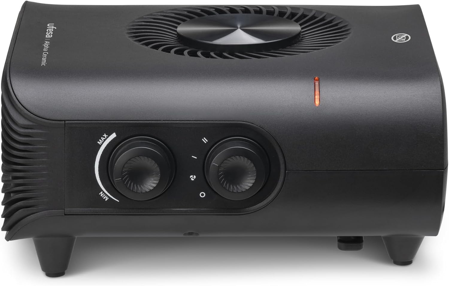 Ufesa Alpha Ceramic heater side view with control knobs