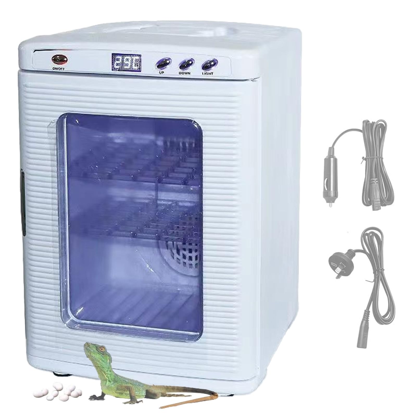 Pnpaea Incubators for Hatching Eggs,400W 25L Portable Reptile Scientific Lab Incubator with 5°C-60°C,Lighting,Heating and Cooling for Small Reptiles, Simple to Use White