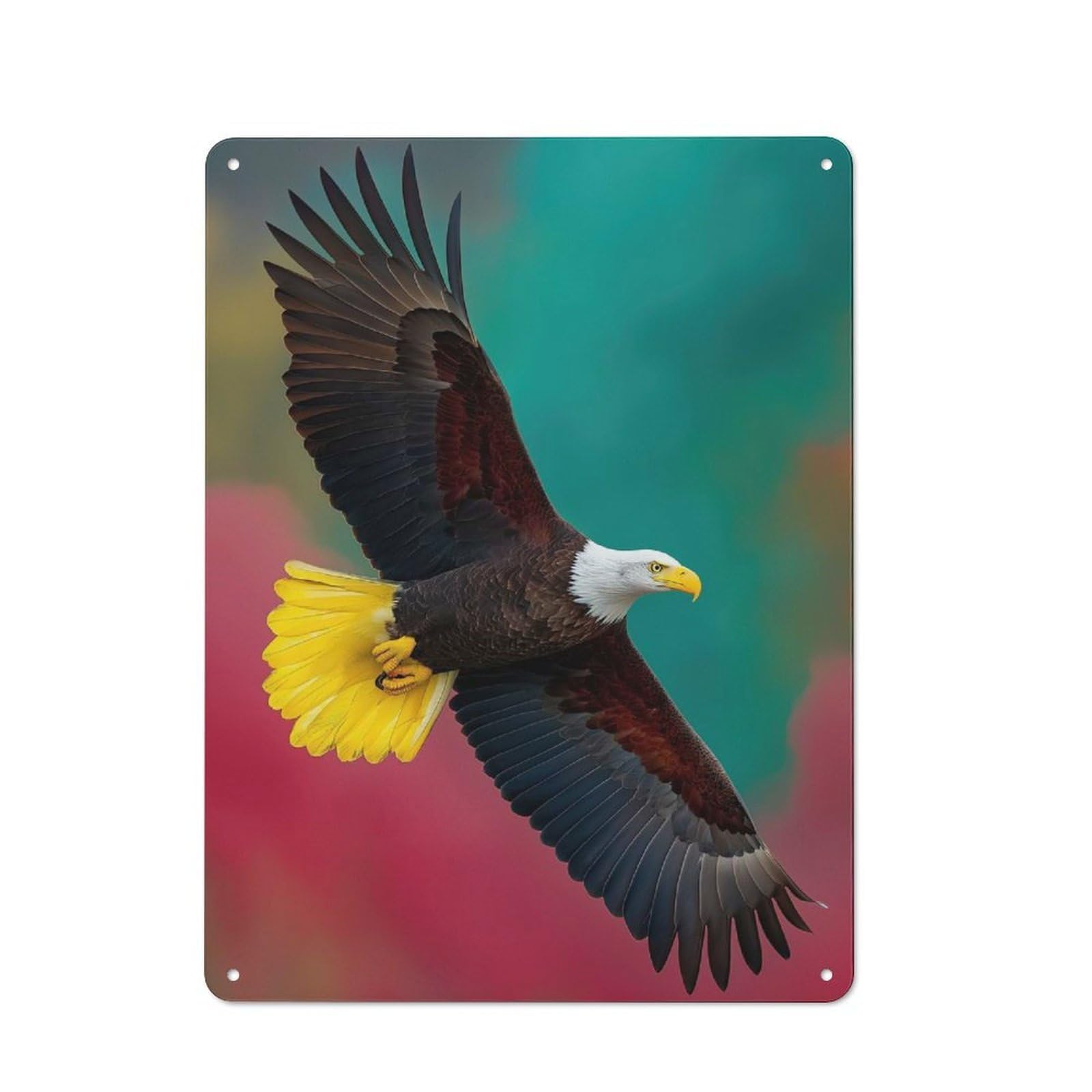Junmoney Rasta Bald Eagle 40X30cm Rustic Metal Sign With For Hobby Room Or Studio, Metal Sign Decor For Hobby Rooms And Studios
