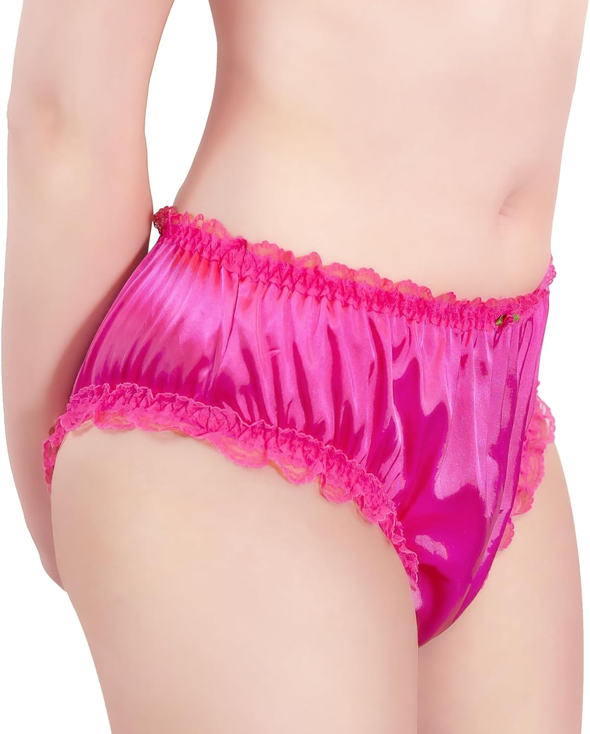 Littleforbig Unisex Hipster Briefs Sissy Lacy Frill Satin Panties Briefs for Crossdressers - Image 3