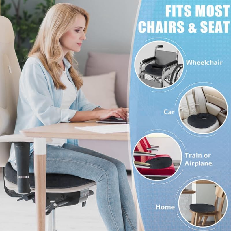 Cuscino Ciambella Ortopedico In Memory Foam - Per Sedie, Auto E Ufficio, Blu Scuro - Foto 3