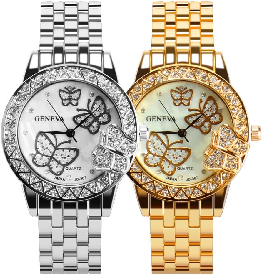 CdyBox 3Pack Ladies Steel Band Watch Butterfly Rhinestone Womoen Wrist Watch Quartz Dress Watches Wholesale - Image 2