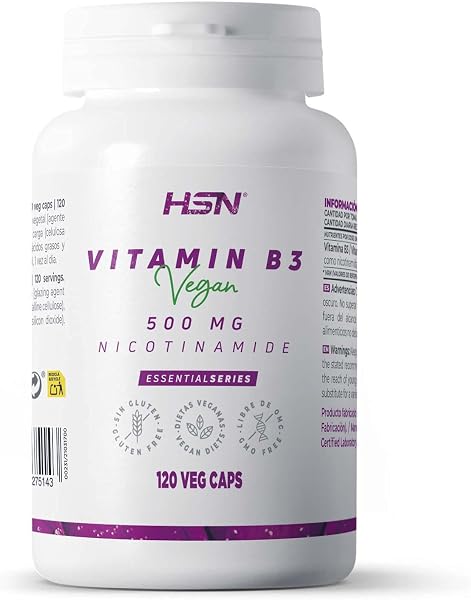 HSN Vitamina B3 500 mg 120 Cápsulas Veganas