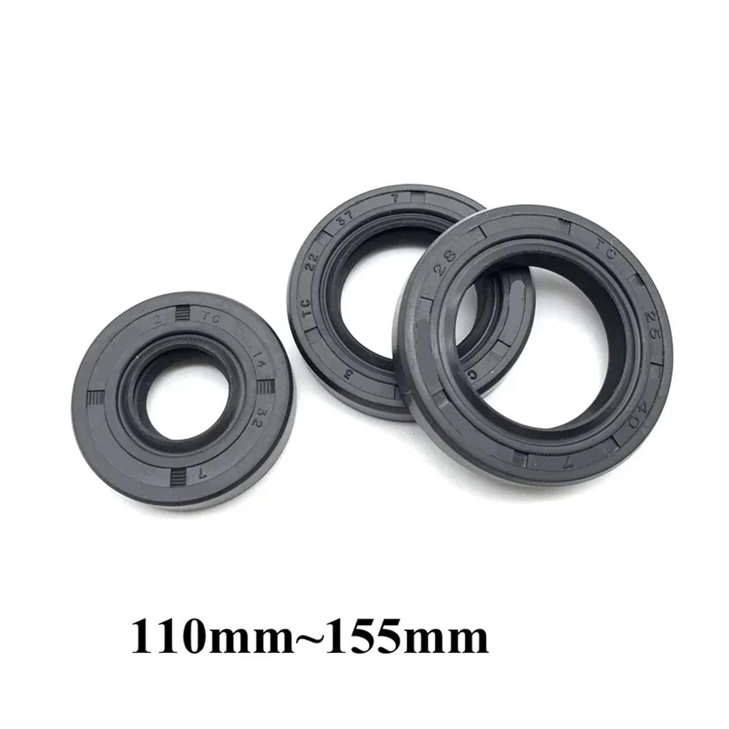 2Pcs ID 130~155mm OD 150~190mm Height 12~16mm TC Skeleton Oil Seal Ring NBR Double Lip Sealing Gaskets For Rotation Shaft(130x150x12mmx2pcs)
