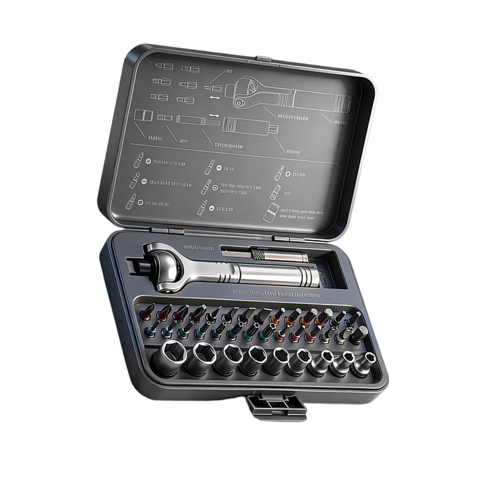 Set di cacciaviti magnetici professionali a cricchetto, 40 in 1, punte in acciaio, ergonomiche, riparazione domestica per dispositivi elettronici, set di cacciaviti di precisione