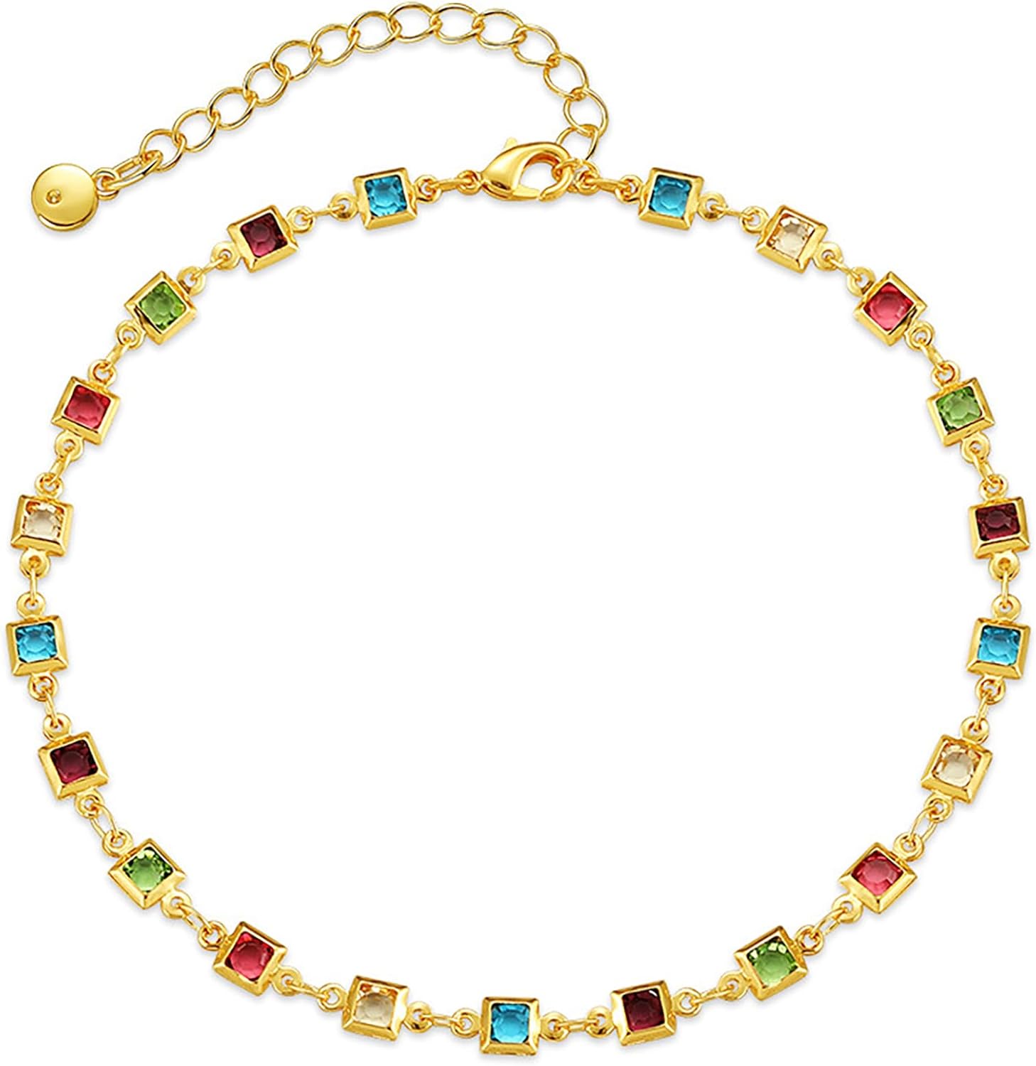 18K Gold Plated Anklet for Women Multicolor Crystal Ankle Bracelets Boho Adjustable Chain Anklets 18K Gold Plated Anklet for Women Multicolor Crystal Ankle Bracelets Boho Adjustable Chain Anklets