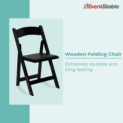 Miniatura 6 de EventStable Titan Series - Sillas plegables de madera para interiores y exteriores, color negro, con relleno de vinilo para bodas y eventos, paquete