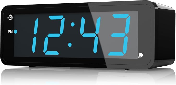 KWANWA Digital Alarm Clock with Large 1.8" LED Display, Battery Operated, 3-Level Adjustable Brightness, Loud Alarm with Snooze, 12/24H Format, Easy to Read for Bedroom, Seniors, Kids, Heavy Sleepers