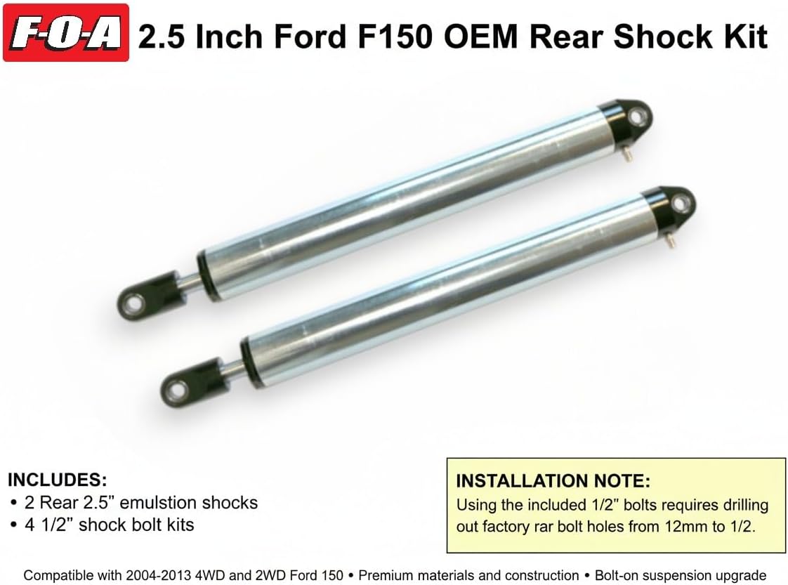 F-O-A, Rear Shock Kit for Ford F-150 (2004–2013) – 2" - 4" LIFT, 2.5-Inch Emulsion shocks, Heavy-Duty Bolt-On Suspension Upgrade, OEM Fitment, Pair