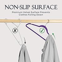 Vista 2 de HOUSE DAY Paquete de 60 perchas de terciopelo morado noble, perchas de terciopelo antideslizantes para ropa resistentes para abrigos, perchas