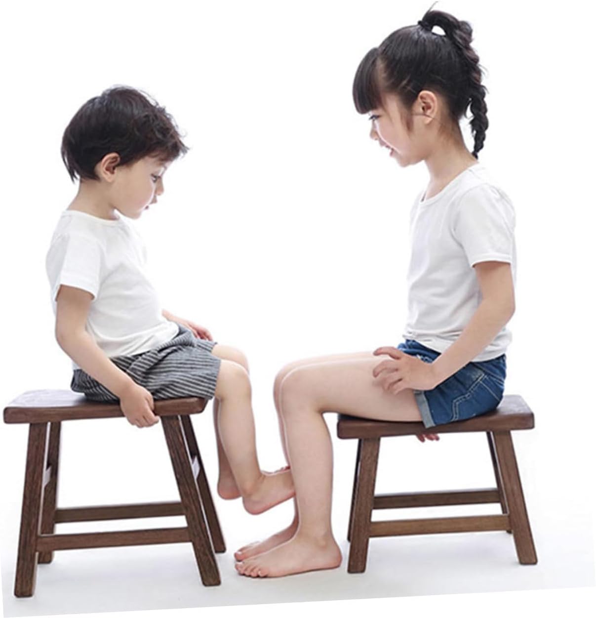 Multi-Function Wooden Stool Boys and Girls Bathroom Footstool Low Stool Home Footrest Office Home Use