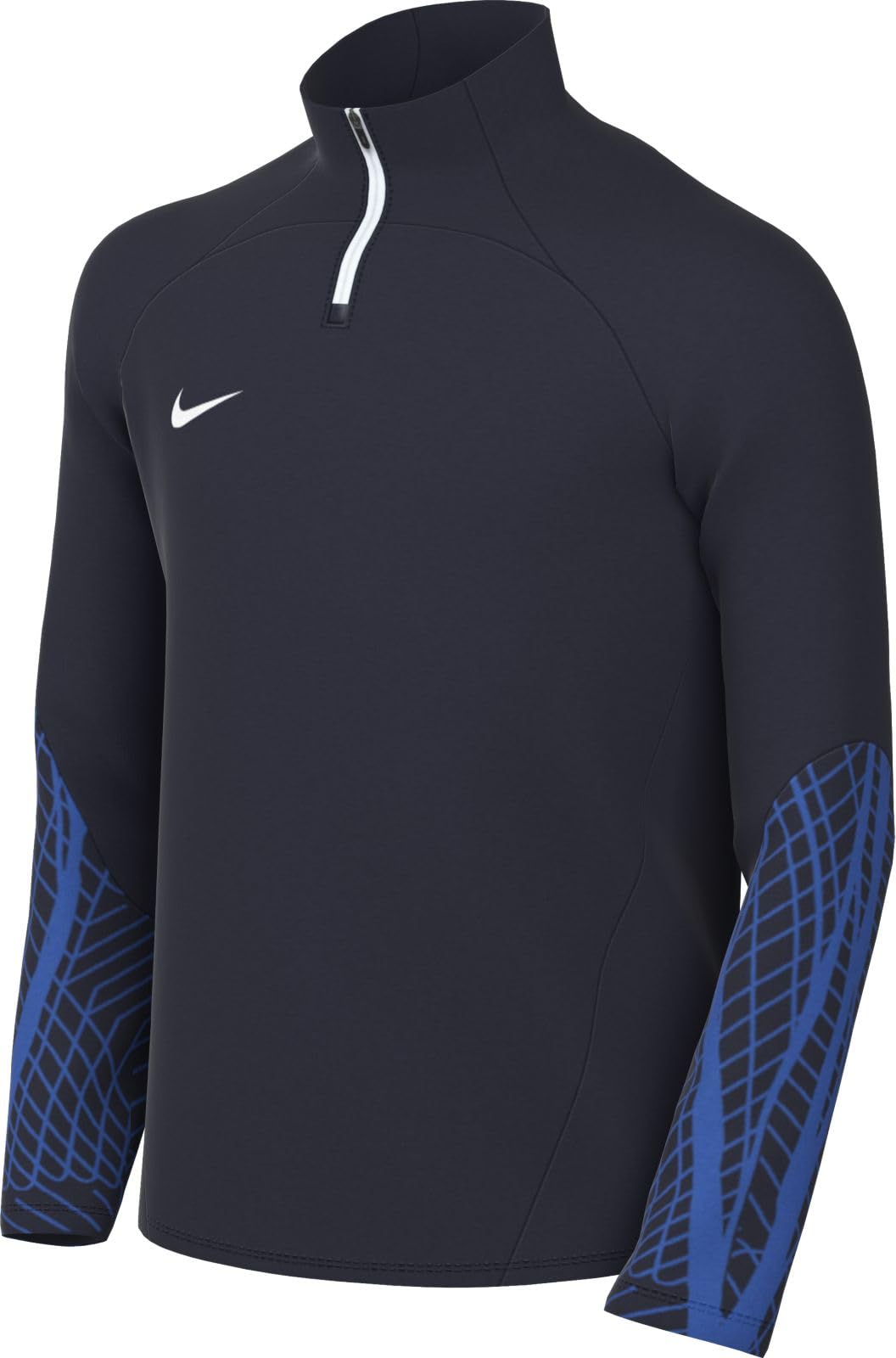 NIKE, Big Kids' Soccer Drill Top (Stock), Calcium Thermal Shirt, Obsidian/Obsidian/Royal Blue/White, L, Unisex Child