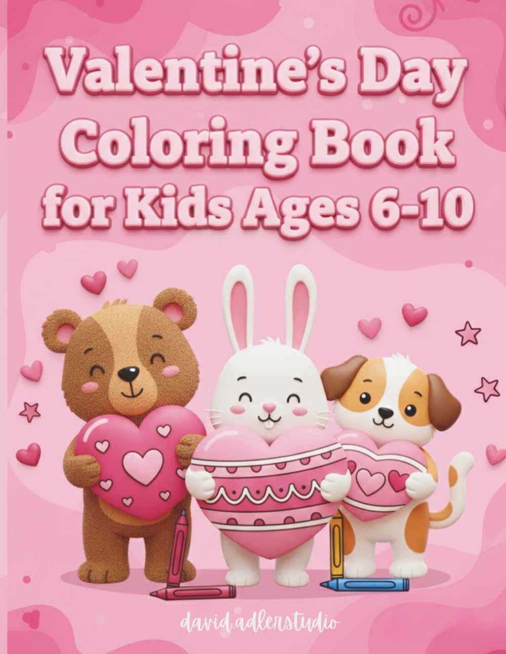 Valentine’s Day Coloring Book for Kids Ages 3–6: Cute and Simple 3D Valentine Animals, Hearts and Easy Coloring Pages for Little Kids