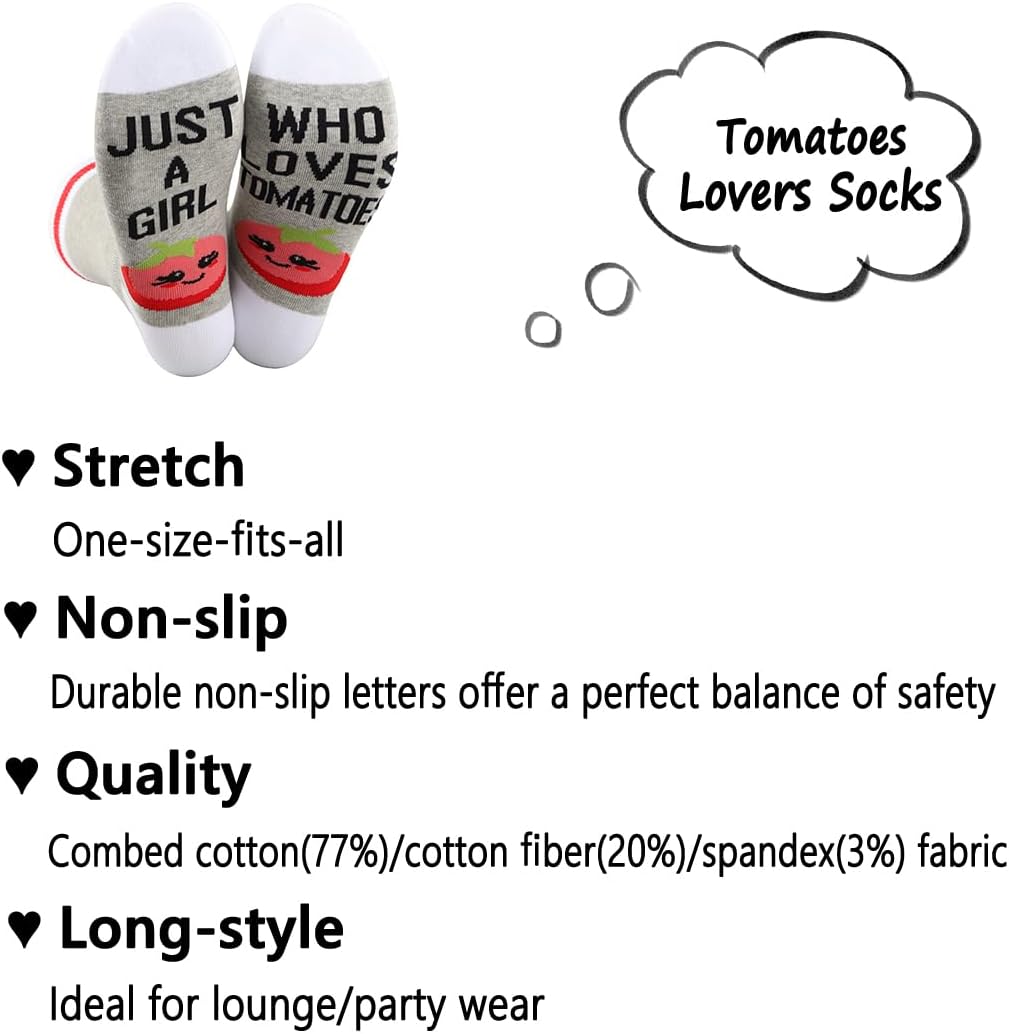 G2TUP Tomato Lover Gift Who Loves Tomatoes Socks Tomato Gardener Crew Socks Tomato Farmer Gift