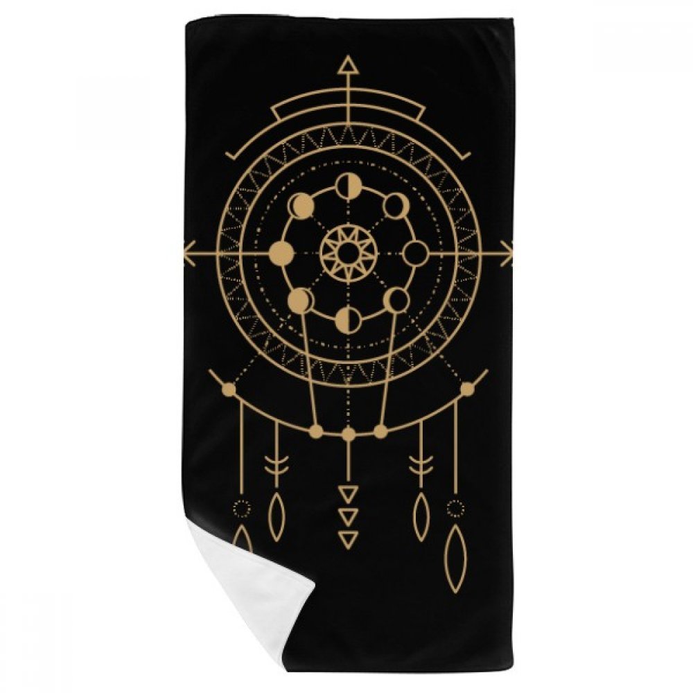 Serviette de bain douce multicolore totem géométrie cercle alien 35x70 cm