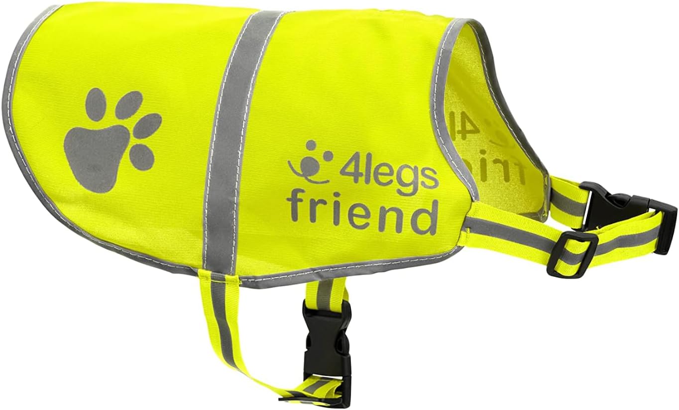 Reflective Dog Vest. Hi-Visibility, Fluorescent Neon Yellow Dog Vest Helps Protect Your Best Friend. Safeguard Your PUP from Motorists & Hunting Accidents, On or Off Leash - Upgraded model