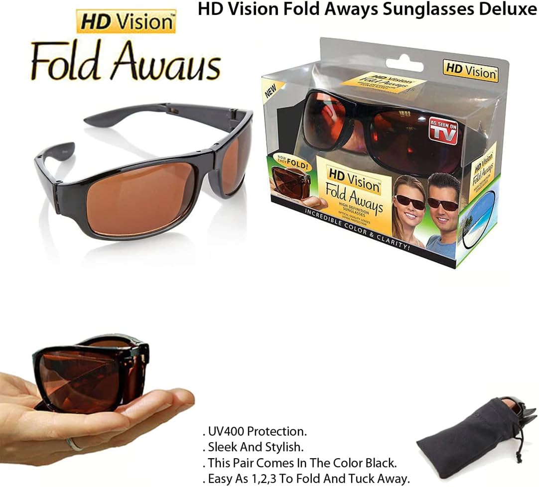 HD Vision Fold Aways High Definition Sunglasses Deluxe- Single (Black) image 4