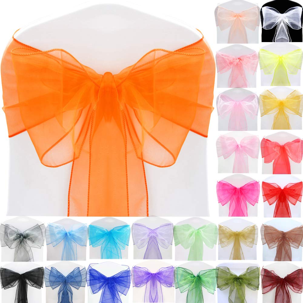 Time to Sparkle 50pcs 22x280cm Burnt Orange Organza Sashes Wider Sash Fuller Bows Chair Cover Bows Sash for Wedding Party Birthday Decoration — image 1