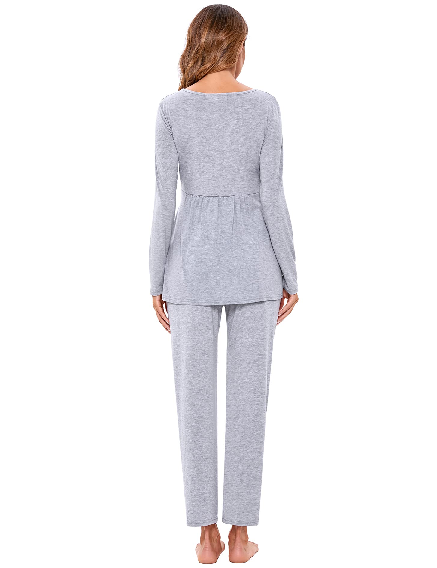 Litherday Pijama Lactancia Mujer Invierno Algodón Conjunto Premamá y Postparto Manga Larga Cómodo para Embarazo Hospital S-XL