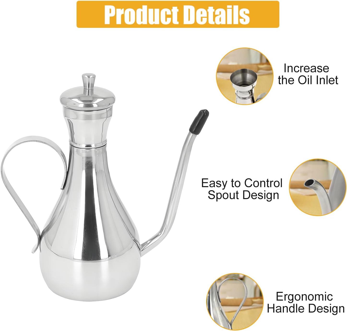 Tissting 304 Stainless Steel Oil Dispenser Bottle 250ml/8.45oz - Kitchen Olive Oil Vinegar Dispenser with No Drip Spout, Leak-Proof Lid, Easy Pour Design for Cooking, Salad, Soy Sauce(250ml)