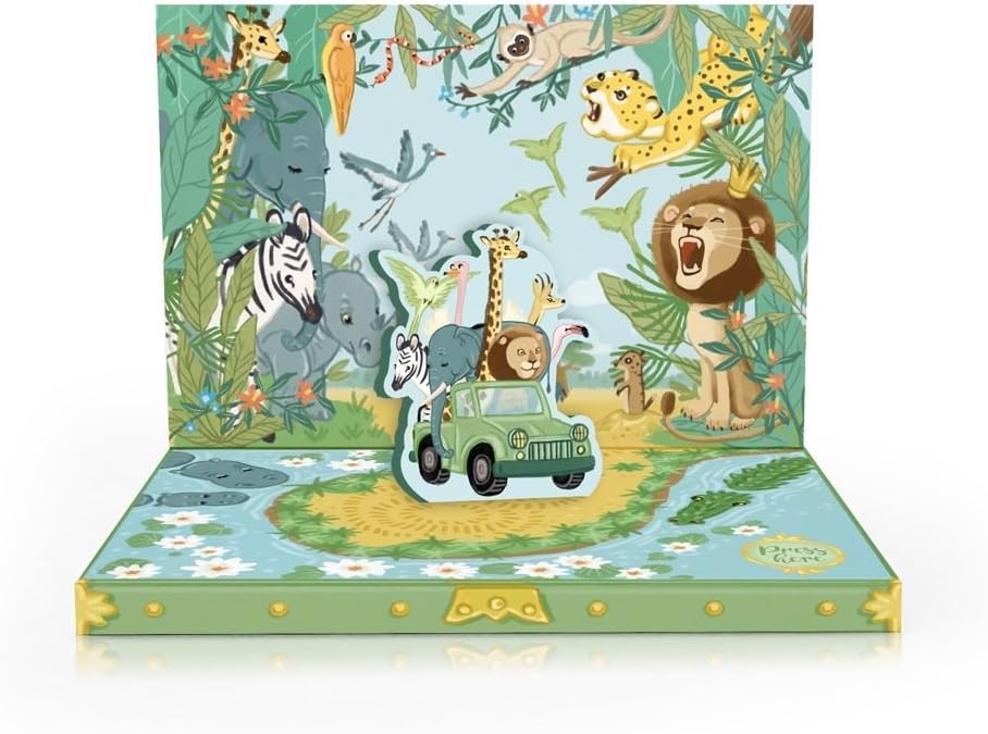 My Design Co.Music Box Card 3D Pop Out, 6 x 4.75-Inches, Jungle Adventure
