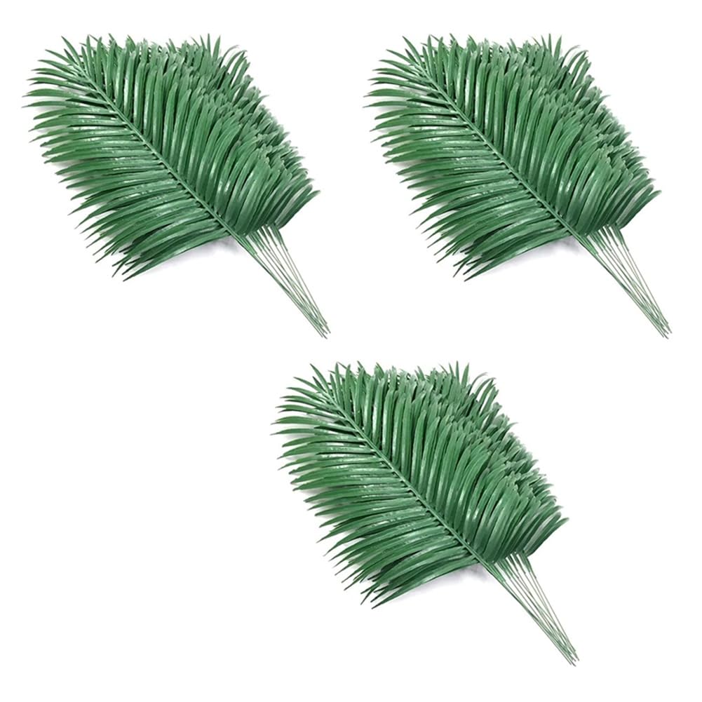 Hndhbfgrt 36Pcs Artificial Palm Leaves Plants Faux Palm Fronds Tropical Large Palm Leaves Greenery Plant for Leaves Hawaiian Party