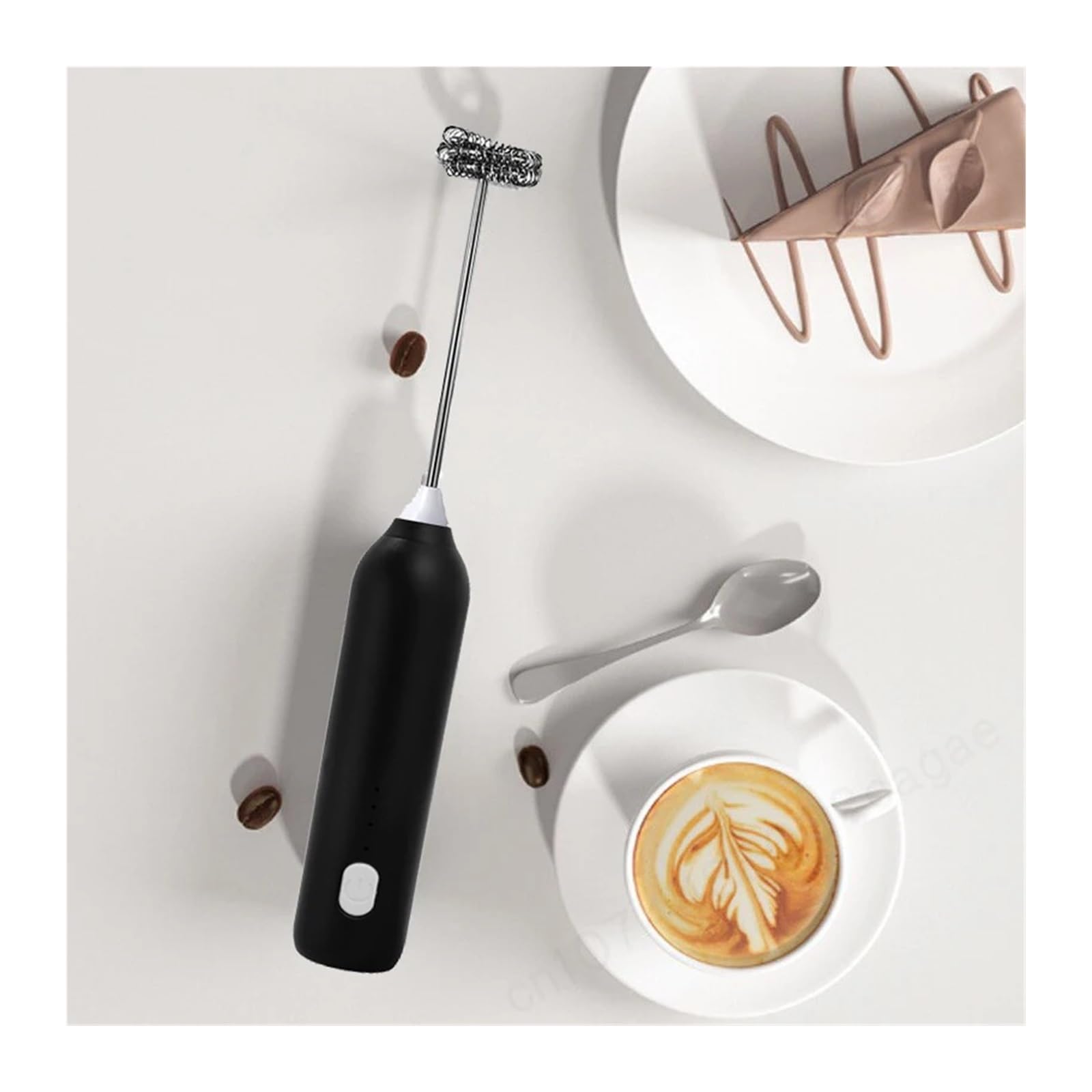 Montalatte For Caffè Elettrico/frusta For Latte + Frullino For Le Uova MINI Frullatore For Alimenti USB Ricaricabile Portatile A Tre Velocità Strumenti For Caffè Espresso(309-WHITE)
