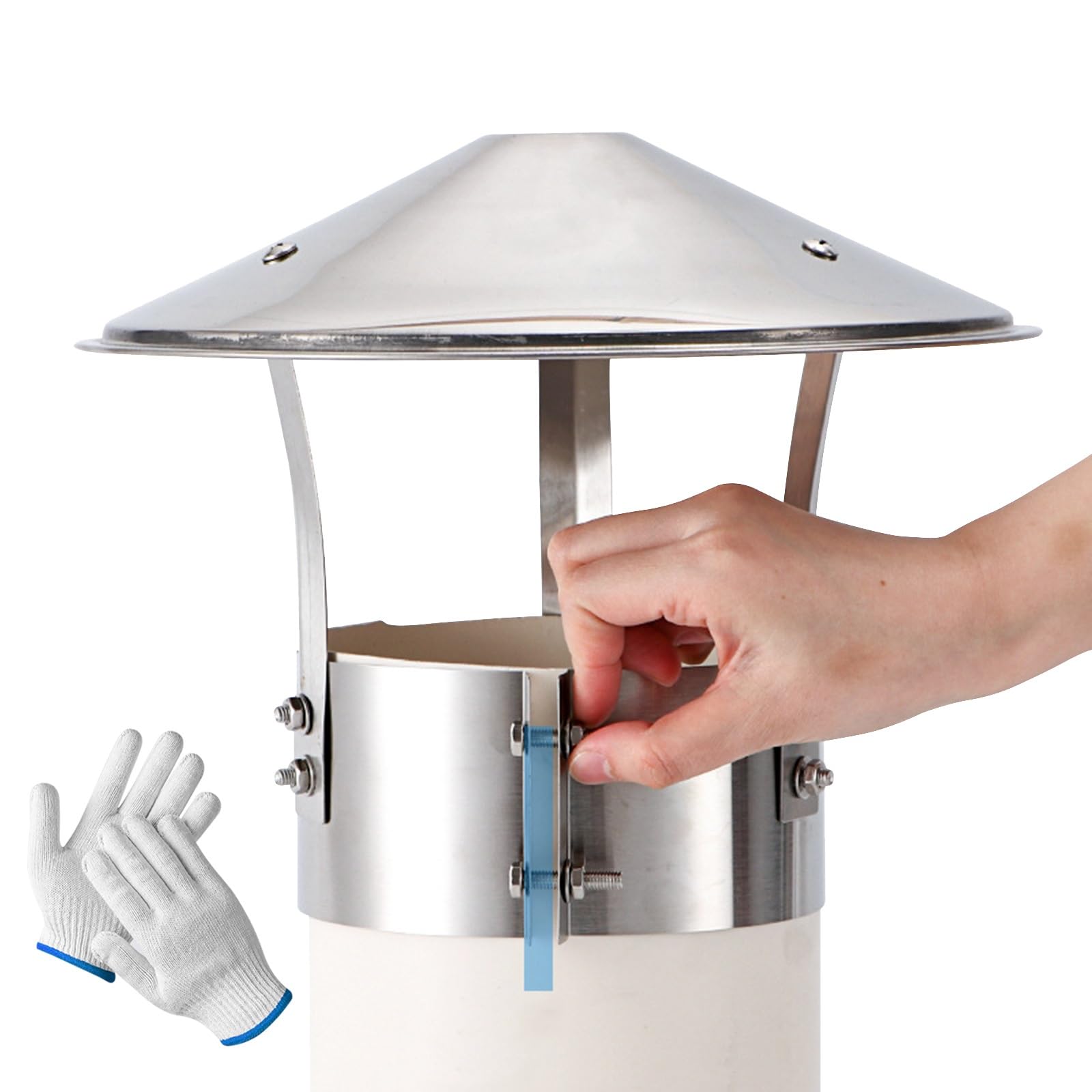 Copertura per Camino Acciaio Inox Terminale Canna Fumaria Tetto Cappello | Tappo per Canna Camino Fumaria Cappello Antipioggia per Tetto Cappa di Sfiato Scarico Stufa Legna Inox(250mm/10")