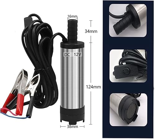 Miniatura 3 de Bomba sumergible pequeña ajustable de 12 V 24 V CC combustible agua aceite camping pesca bomba de transferencia sumergible (carpeta de 12 V 1.496 in)