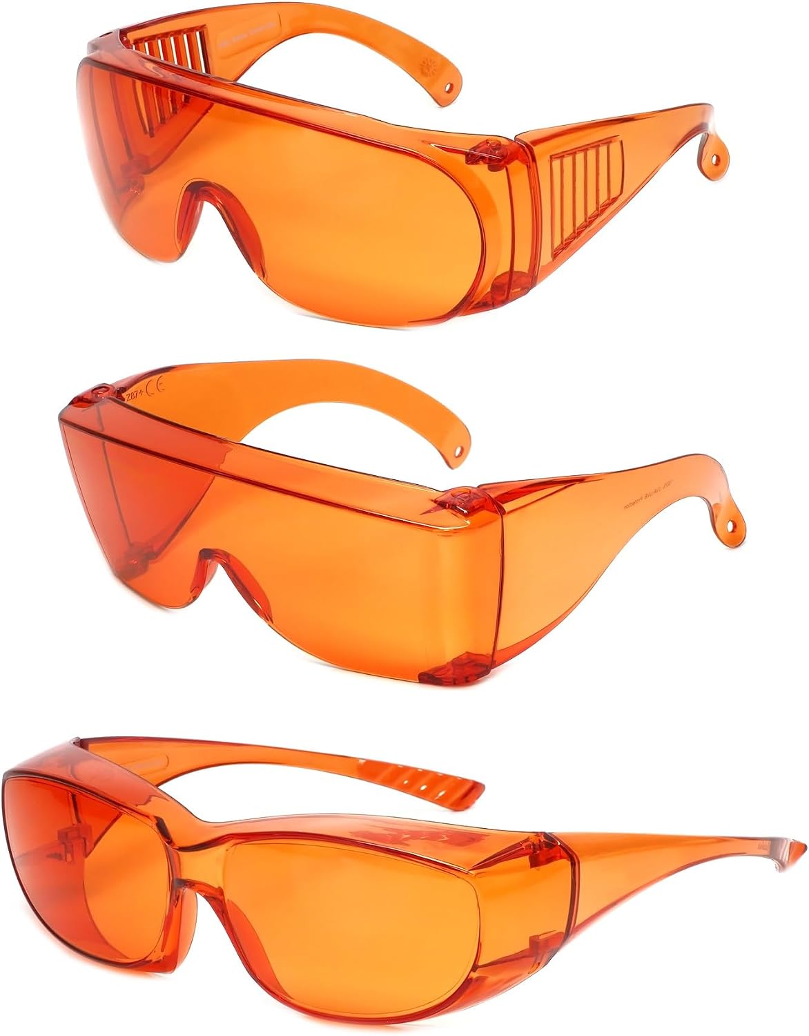 Calabria Orange Fitover Dental Safety Glasses Protection for Teeth Whitening LED Light Eye Shield Blue/Red Light Goggles