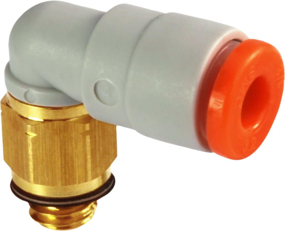 SMC KQ2L01-32A PBT & Brass Push-to-Connect Tube Fitting, 90 Degree Elbow, 1/8" Tube OD x 10-32 UNF Male