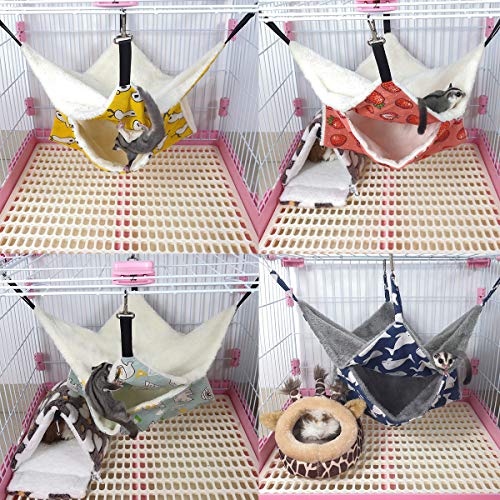 Leftstarer Pet Small Animal Hanging Hammock Ferret Bunkbed Cage Toy For Hamster Rat Sugar Glider Parrot Guinea Pig Hideout Play Sleep (Strawberry) #TOP5