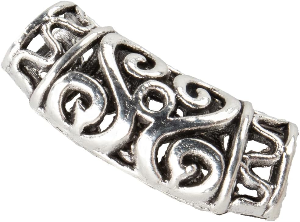 West Coast Paracord Curved Viking Runes Metal Bead – Great for Jewelry or Hair Beads – Antique Viking Design (Silver, 100 Pack)