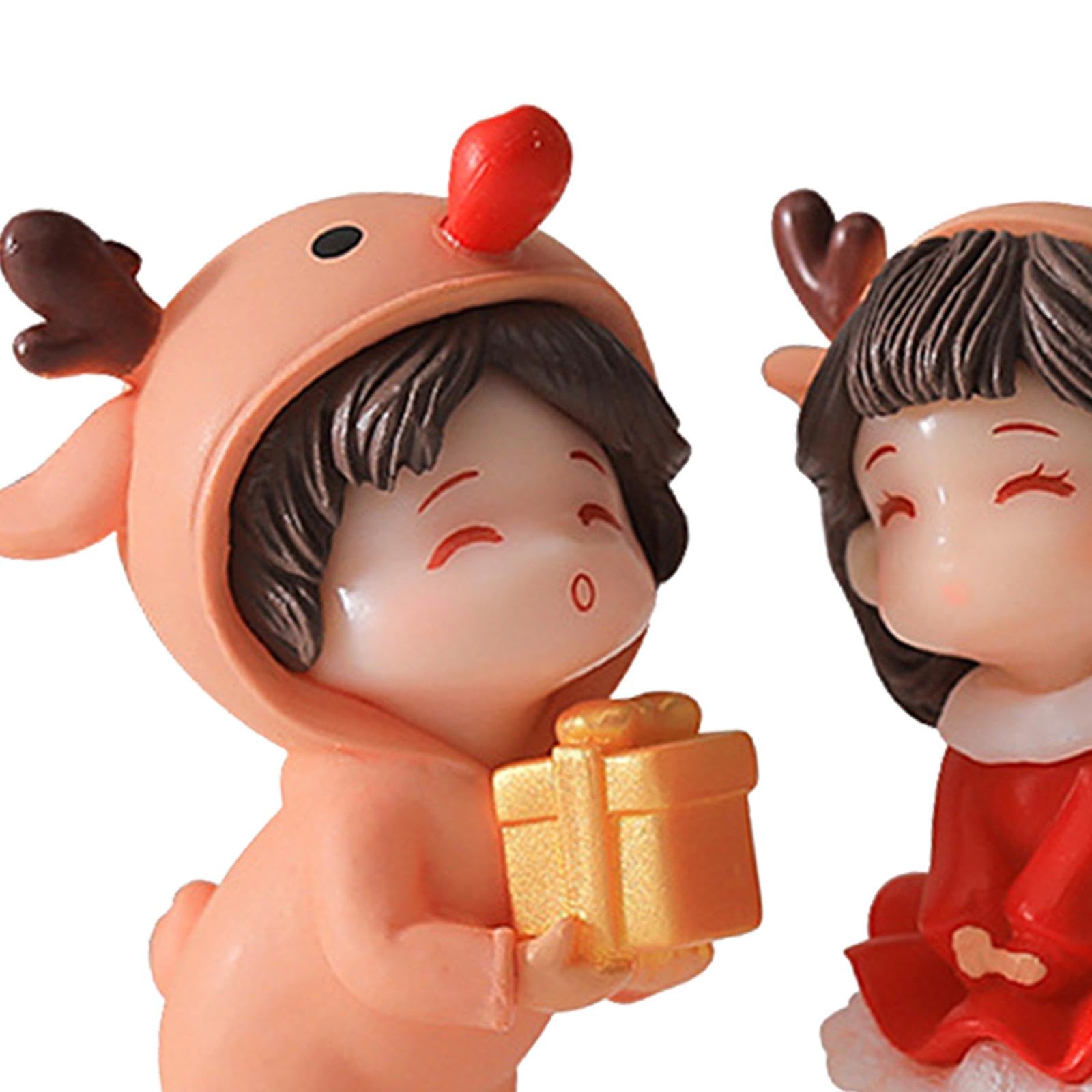 CALANDIS™ 2Pcs Christmas Couple Figurines Miniature Figurine for Wedding Birthday Xmas Standing | Figurines | Home D?©cor-image-7