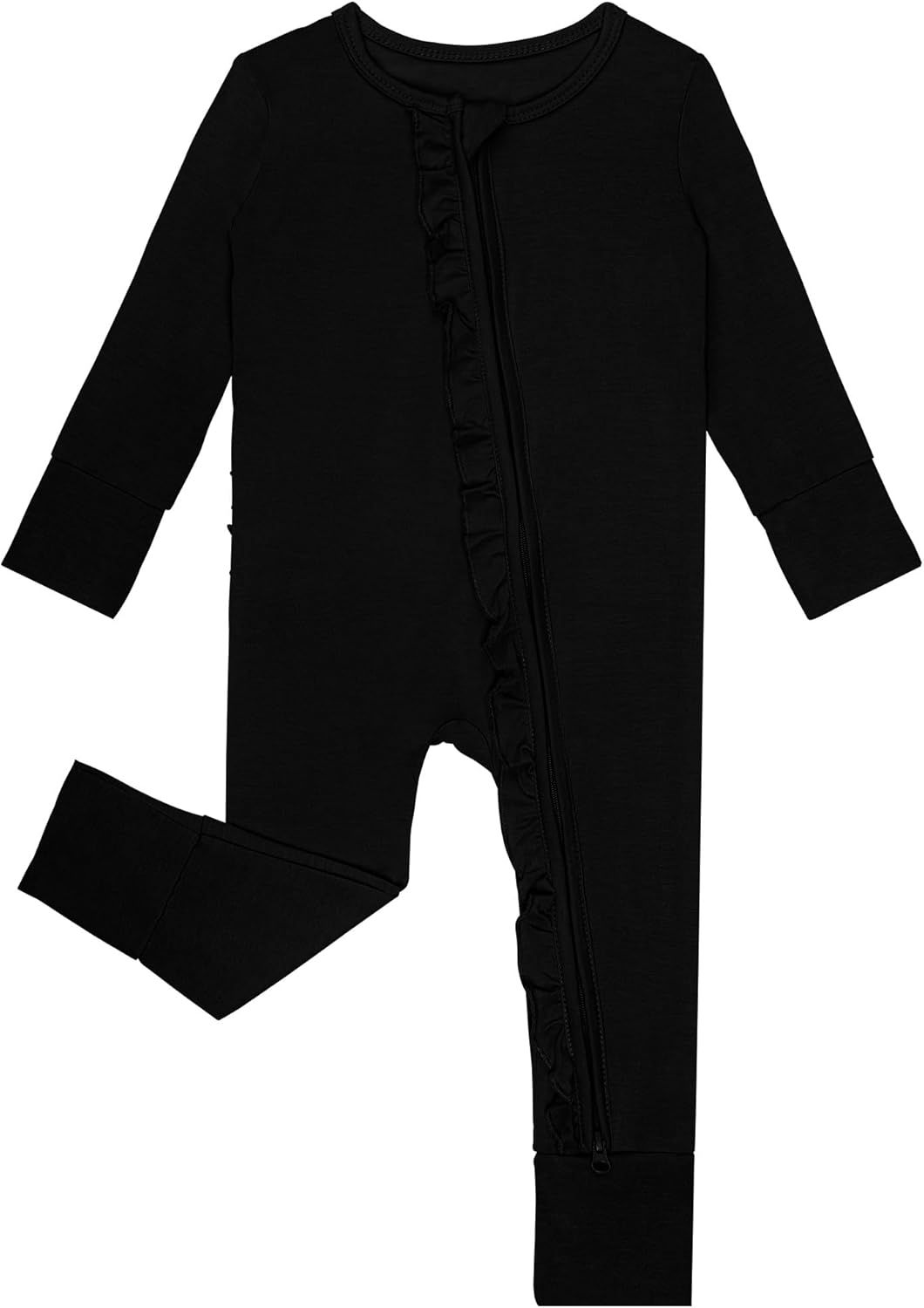 3 PACK Baby Rompers Long Sleeve Two Way Zipper Footless Pajamas With Flower On Waist Bodysuit