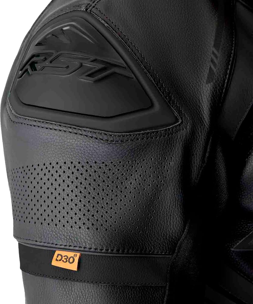 RST S1 D3O Perforowany jednoczęściowy skórzany kombinezon motocyklowy, czarny, XL