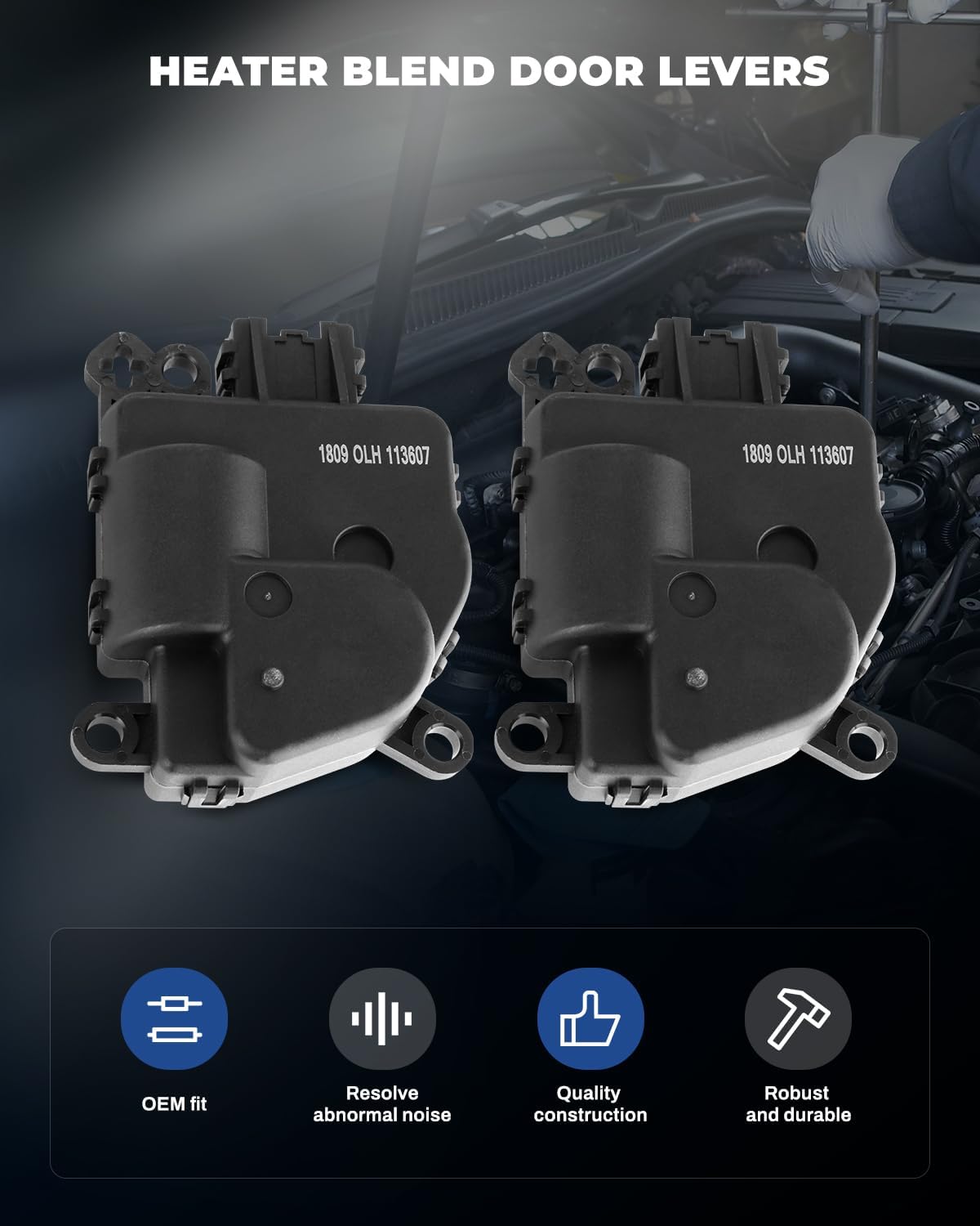 LUJUNTEC 2PCS Blend Door Actuator Replaces 604-021 Replacement For 2007-2011 for Chrysler 2007-2011 for Dodge 2010-2016 for Jeep, Air Door Actuator, HVAC Blend Control Actuator