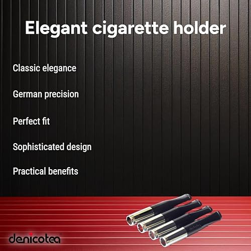 Miniatura 2 de Denicotea Soporte para cigarrillos de la serie original + 10 filtros gratis, color negro y plateado, paquete de 4, añade estilo y sofisticación