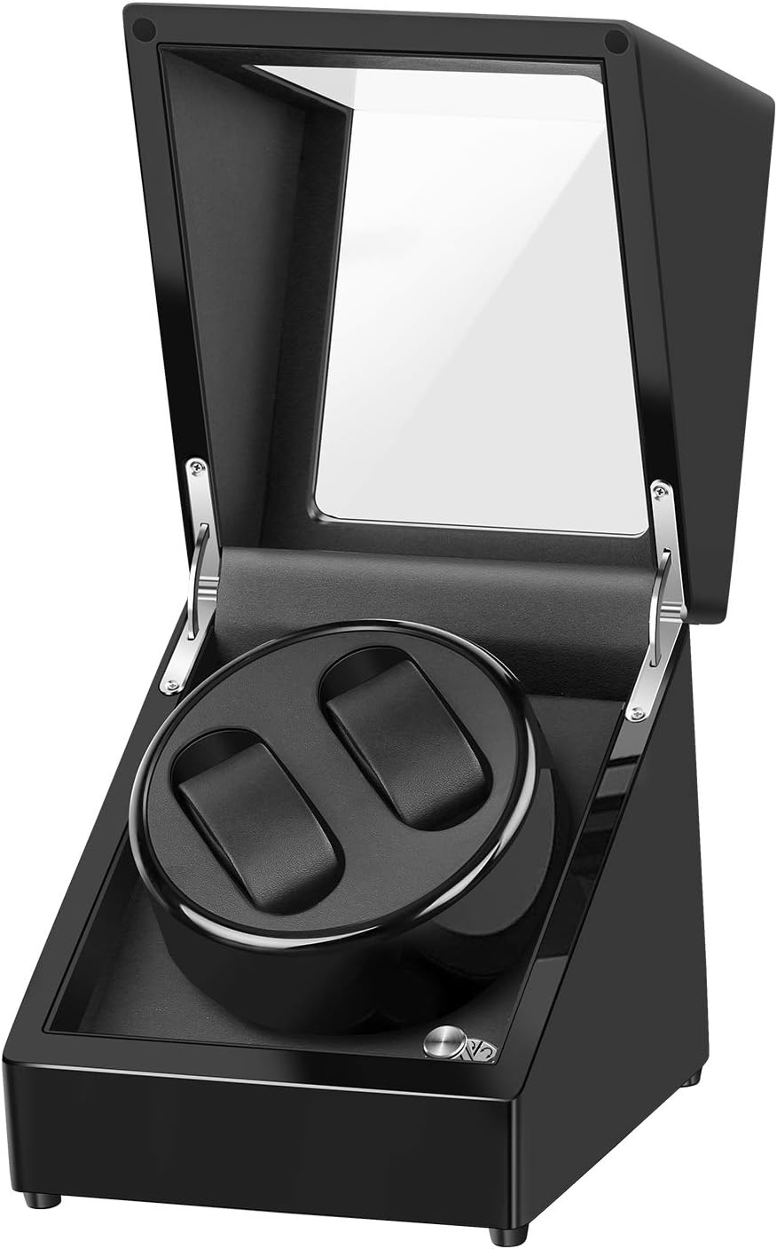 Abosi Double Watch Winder Box for Automatic Watches or Rolex , AC or Battery Powered Super Quiet Japanese Motor , 4 Rotation Mode Setting, for Lady and Man