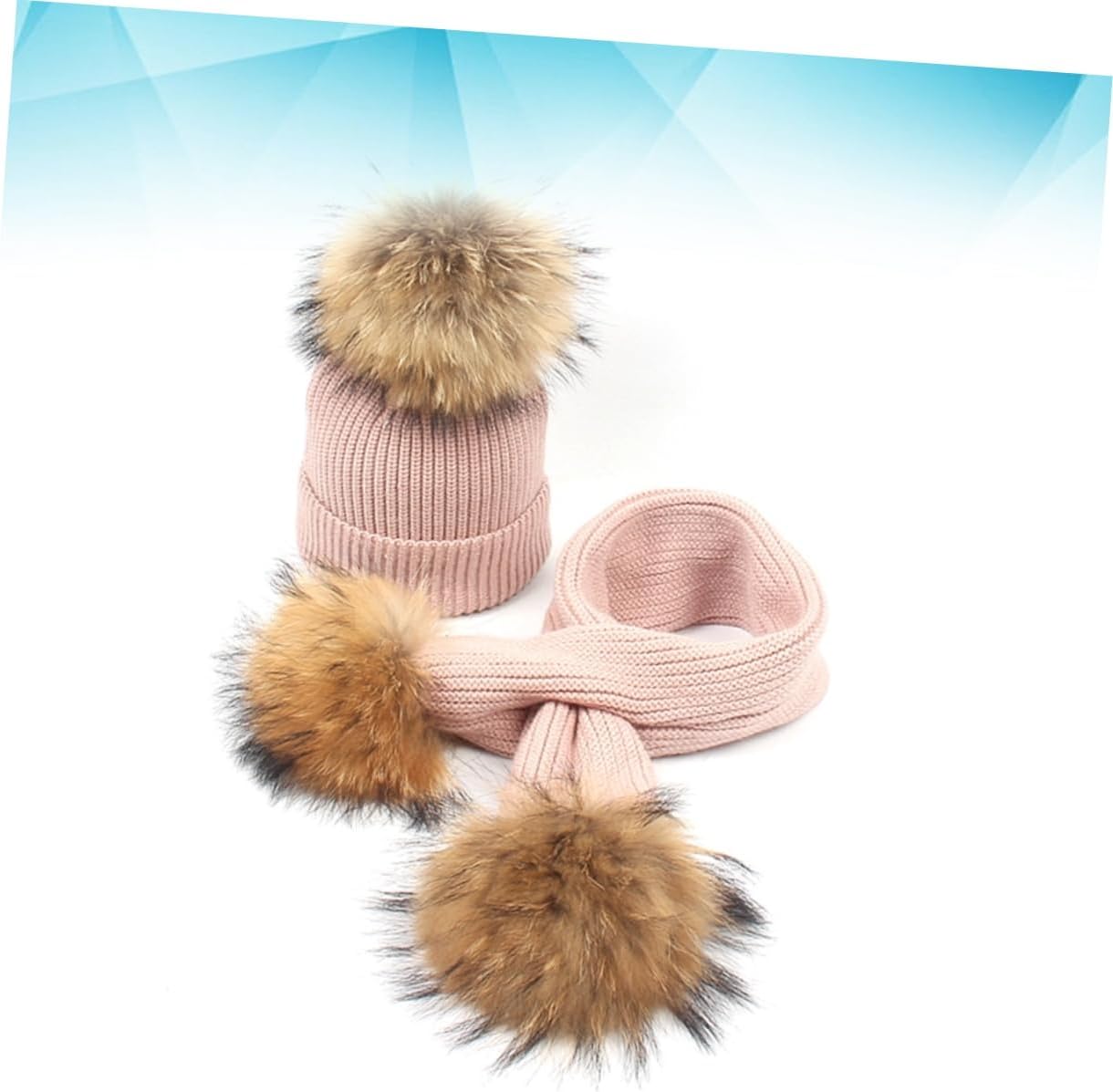 NOLITOY 2Pcs Hat and Scarf Set Warm Pink Scorpion Hair Ball Beanie for Boys Thickened Knit Winter Accessories for Outdoor Sports Activities