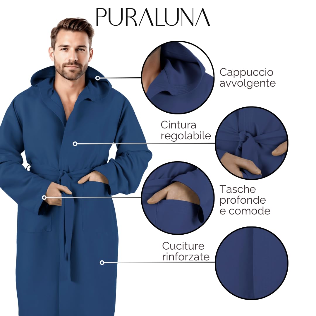Accappatoio in microfibra premium con Cappuccio, Unisex, pratico per il viaggio e la palestra con comoda custodia in pvc, Uomo Donna