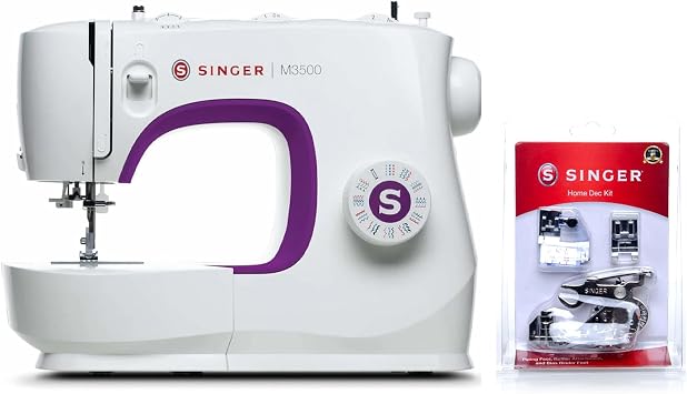 Bundle of SINGER M3500 Lightweight & Portable Sewing Machine with Accessory Kit + SINGER Home Decor Presser Foot Kit | Includes Piping, Bias Binder & Ruffler Attachment