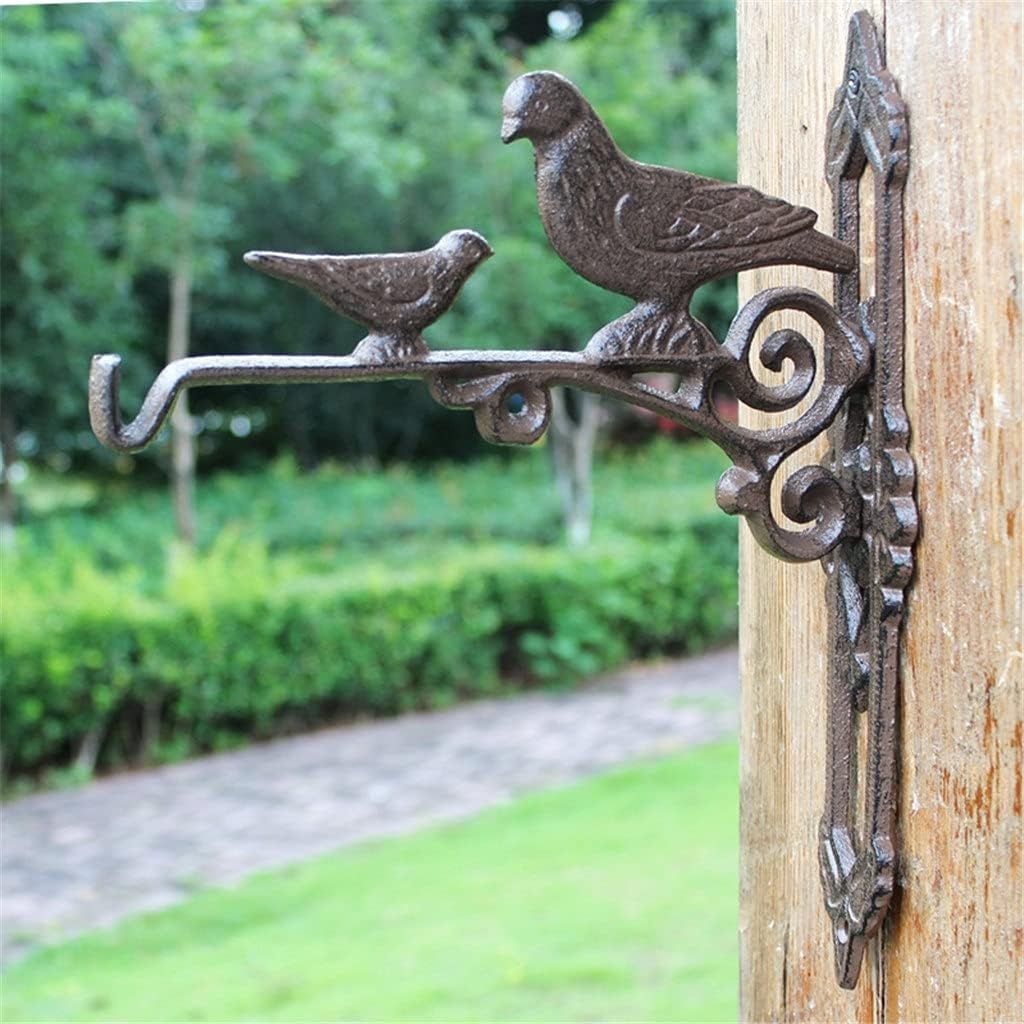 Vintage Mother and Baby Birds on Branch Design Cast Iron Home Garden Decor Wall Mounted Flower Pot Planter Hanging Hook