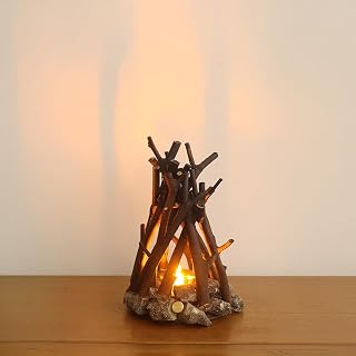 LED Night Light Wooden Campfire LED Dimmable Lamp with 3 Lighting Modes & Flame Sound, USB Powered Kids Nightlight & Desk Lamp for Bedroom, Office, and Relaxation, M