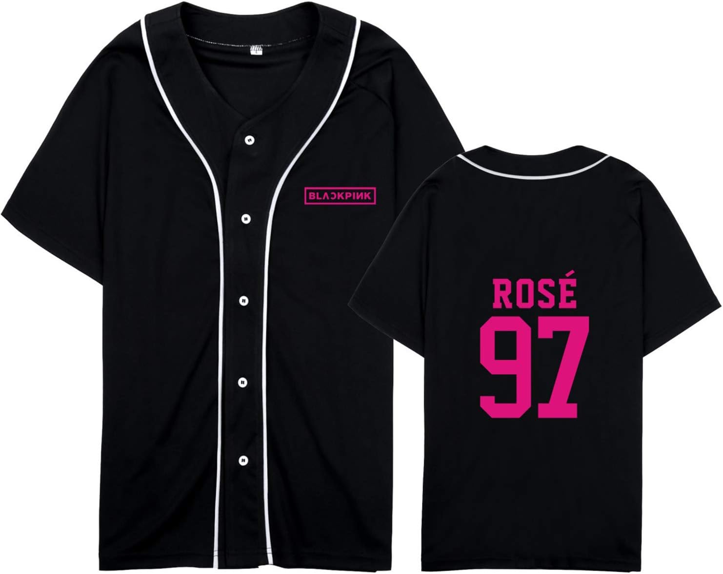DHSPKN Blackpink Baseball Jersey Members Tee Lisa Jisoo Jennie Rose V Neck T-Shirt