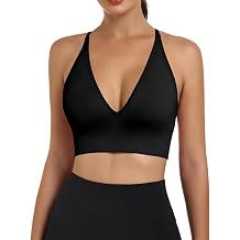 Womens Sports Bras Deep V Neck Wireless Padded Bra Adjustable Criss Cross Low Support Yoga Sexy Bras